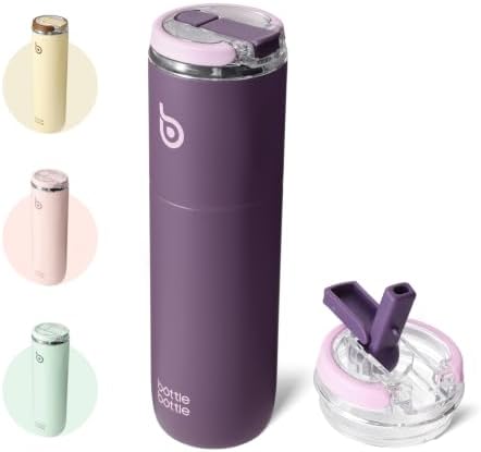 BOTTLE BOTTLE Edelstahl Trinkflasche 750ml isoliert Sichtdeckel Griff Sport | (Purple Taro)Doppelwandiger Edelstahl hält Getränke lange heiß oder kalt, BPA-frei und auslaufsicher f