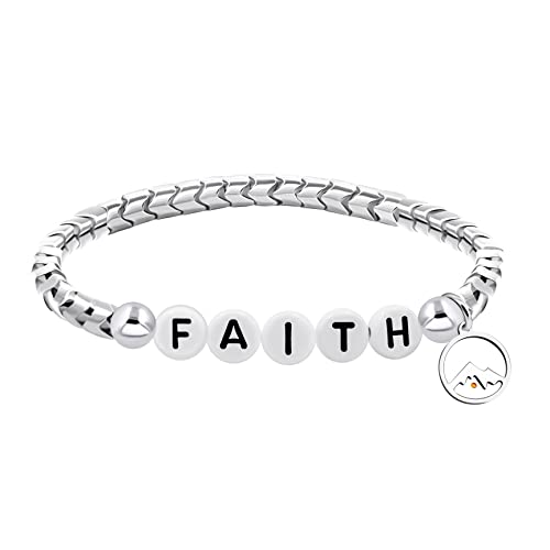 Faith Bracelet Gear-Shaped White Hematite Bangle Mustard Seed Charm Religious Jewelry Inspirational Gifts Y2150 White Round Mountain Y2150White-Shancardbox 0 #TOP4