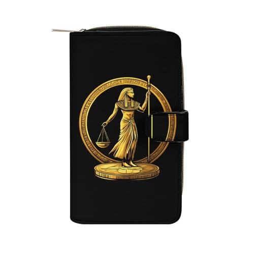 Ancient Egyptian Golden Pharoah Coin Womens PU Leather Wallet Long Purse Clutch Organizer for Office Travel
