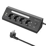 Ecke Steckdosenleist, Steckerleiste mit 2 USB C und 2 USB A, Steckdosenleiste Überspannungsschutz,...