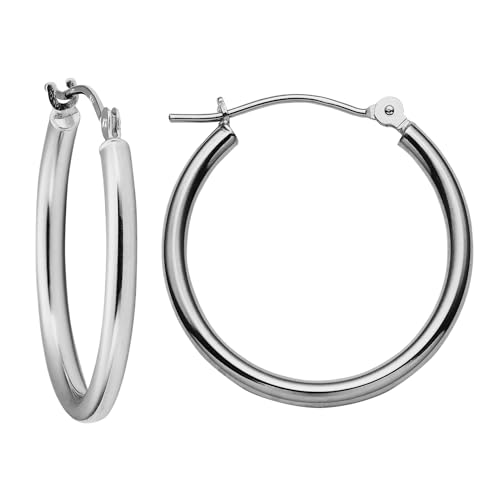 MAZZERI Solid Gold Hoop Earrings 14k Real Gold For Women and Men - Hypoallergenic, Made in the USA, Available in Yellow or White Gold