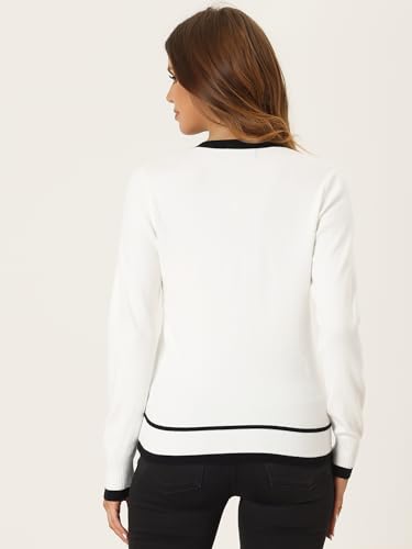 Image of Allegra K Women's Button Knit Cardigan Contrast Color 2023 Fashion V Neck Long Sleeve Cardigan Sweater