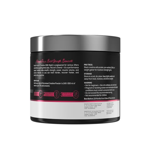 Image of Muscle Asylum Creatine Monohydrate Powder - Fruit Punch Flavor, 100g (25 Servings) | Pharmaceutical Grade Pre-Workout for Muscle Growth & Strength