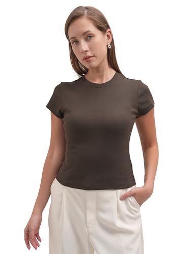 Image of Tokyo Talkies Women Pure Cotton Tops for Woman|Regular Fit Slim fit Crop Tops for Women Western|Top Tshirt for Women Stylish Western|Suitable for Casual and Workwear