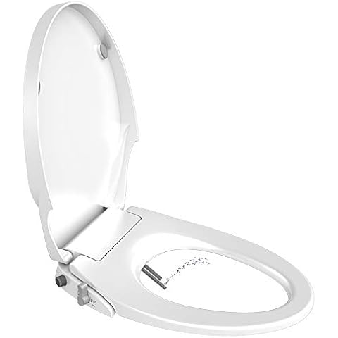 Toilet Seats Bidet with Self Cleaning Dual Nozzles Non Electric Separated Rear & Feminine Cleaning Natural Water Spray, Soft Closed Toilet Seat Combined Toilet Bidet,Easy DIY Installation (Round O) Cover
