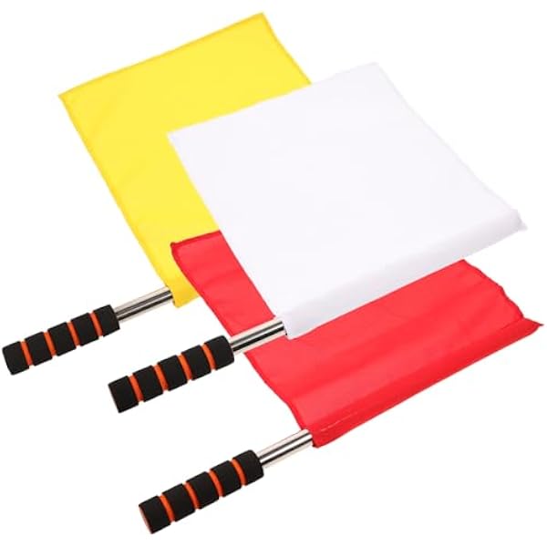 Mikinona 3 Sztuki Częściowy Flag Sygnałowych Do Kierowania Ruchem Sędziowskich i Ostrzegawczych Trwałe Praktyczne Akcesoria Sportowe Kolorach Żółtym Czerwonym i Białym Do Treningu