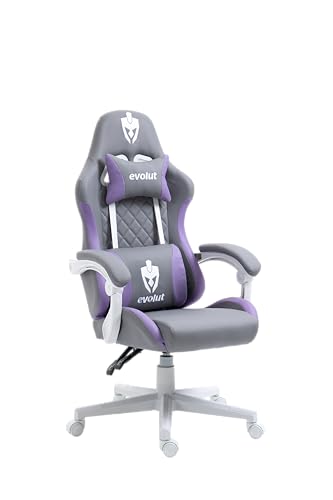 CADEIRA GAMER PRISM - EG910 - CINZA COM LILÁS - ESTRUTURA BRANCA ...