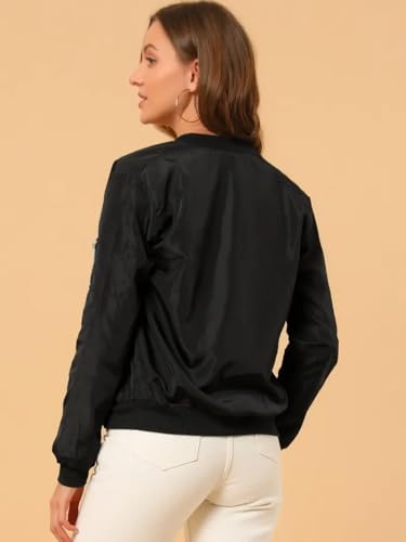 Image of TAGAS Women's Solid Bomber Jacket - Lightweight Zip-Up Stylish Casual Wear - Full Sleeve Windcheater for Girls & Women