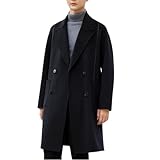 [Poperdision] ロングコート メンズ ビジネス ウールコート 秋服 冬服 コート ジャケット チェスターコート 大きいサイズ ゆったり かっこいい 無地 暖かい 防寒 ロング丈 シンプル オシャレ ビッグ シルエット アウター Black-XL