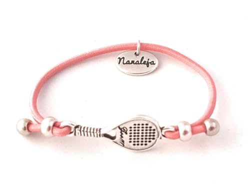 Pulsera raqueta padel - (Goma rosa) - Nanaleja - padel accesorios - pulsera pala padel - regalos originales de padel - pulseras gomas elásticas colores unisex - hecha en España a mano