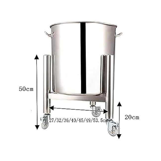 Kitchen Base Thermal Bucket Bracket, Thick Stainless Steel Bucket Rack, Thermal Bucket Mobile Rack, Soup Pot Mobile Trolley, Multi-Functional Heavy-Duty Trolley (Silver b)-Y2UHM8bl