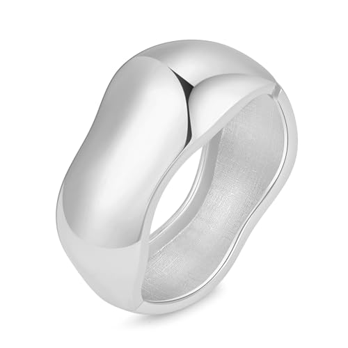 Bangle Bracelets for Women | 14K Gold Plated Trendy Wide Bracelet...