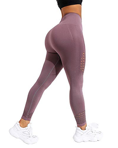 Women High Waisted Yoga Pants Seamless Stretch Workout Leggings Butt Lift Tummy Control M