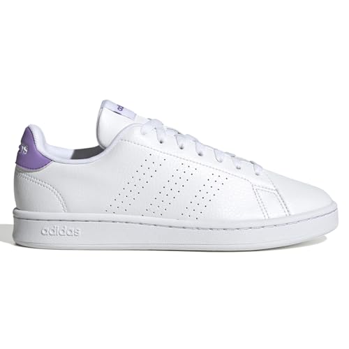 adidas Womens Advantage Perforated Lace Up Sneakers Shoes Casual - White
