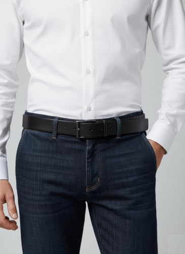 Image of MARETTO Leather Belt for Men | Premium Black Leather Belt | Stylish & Durable Belt for Men | Formal & Casual Belts for Men