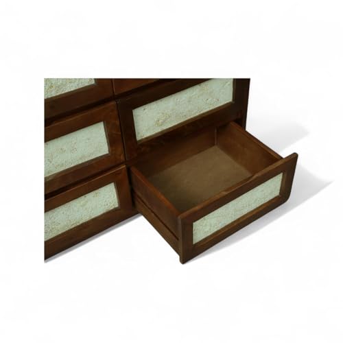 Image of Solid Wood Concerto Chest of Drawers | Wooden Storage Dresser with 6 Drawers | Finish Walnut Brown and Concrete