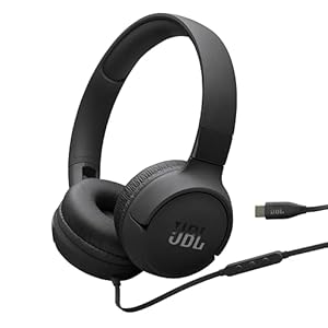 JBL Tune 520C – USB-C Wired on-Ear Headphones with Hi-Res Audio Support, JBL Pure Bass Sound, Comfort fit, USB-C connectivity, 3-Button Remote with Microphone and EQ presets Control (Black)