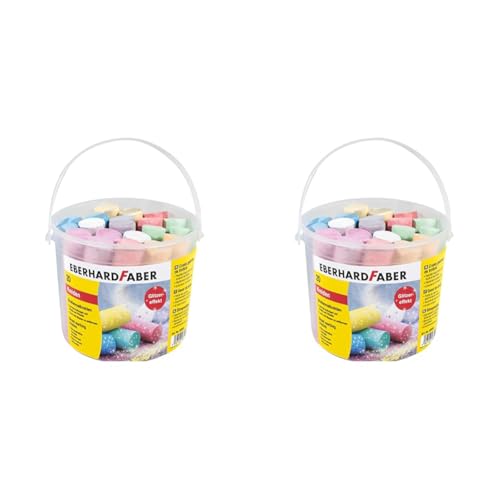 Eberhard Faber 526520 - Straßenkreide Glitzer 20er Eimer, 6 leuchtenden Farben Straßenmalkreide mit Glitzereffekt (Packung mit 2)