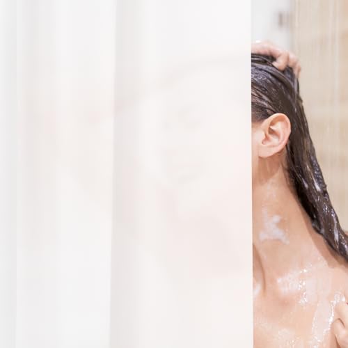 AmazerBath 2 Pack Thin Shower Curtain Liners, 72 x 78 Inches PEVA 3G Shower Curtains with Stones and 12 Grommet Holes, Waterproof Thin Plastic Liners- Frosted