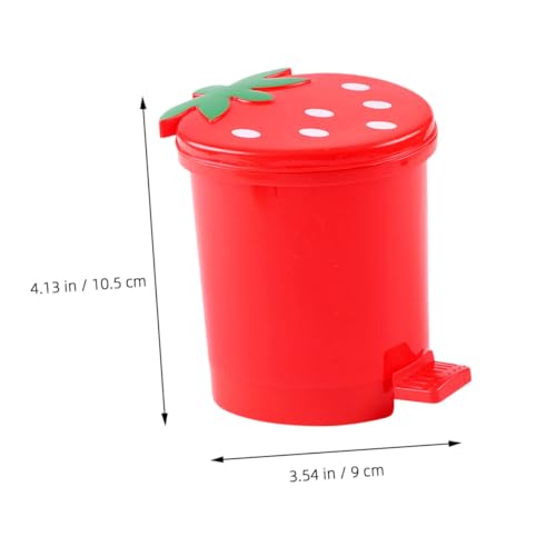 Mini caneca de basura de escritorio con tapa roja miniatura 2