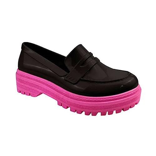 Mocassim Loafer Infanto-juvenil Feminino Tratorado Preto Pink Luelua 121000-316