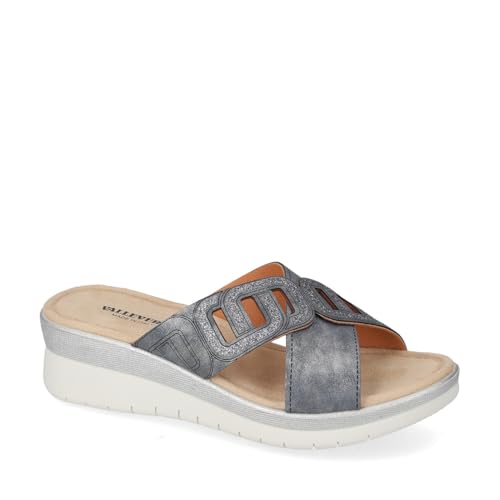 Sandales compensées bleu Valleverde 52101 chaussures cuir femme