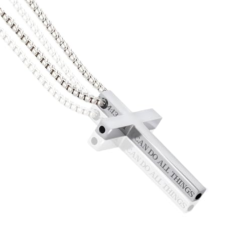 Cross Breathing Necklace to Quit Smoking for Men & Women – Stainless Steel Anxiety Relief Necklace, Stop Smoking Inhaler, Breathlink & Noluva Inspired Design,Silver4:13
