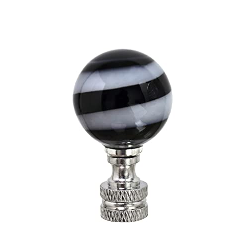 Aspen Creative 24009 Black and White Glass Ball Lamp Finial in Nickel Finish, 2" Tall (1 Pack)