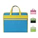 Muka File Folder Bag with Zippers, Blue Document Pouch A4 Size Briefcase Bag for Office Business Meeting
