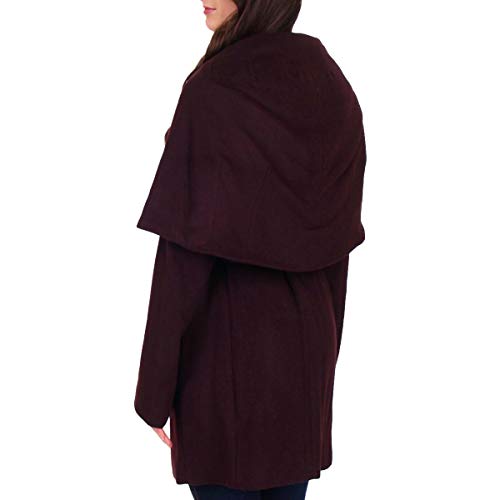 Image of TAHARI Womens Double-faced Luxury Soft Wool Blend Peacoat Removable Belt Wool Coat Oversized Collar