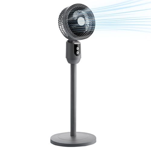 Ventilador de pie - Ventilador de posición silencioso, ventilador de piso oscilante de 85 cm - 45W potente enfriamiento interior con 3 velocidades, altura ajustable para la altura de la casa y el escr