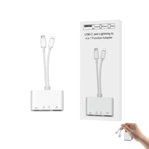 Lector de tarjetas SD 4 en 1 para iPhone/iPad/Mac, adaptador Lightning USB C a SD/Micro SD con 4 ranuras, lector de tarjetas USB para cámara/portátil/Android