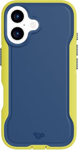 Image of Tech21 EvoPro for iPhone 16 Compatible with MagSafe - Impact Protection Case 21x Military Standard Tested - in Navy /Yellow