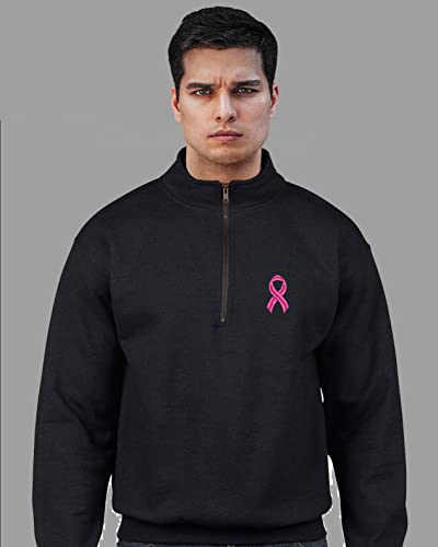 ALLNTRENDS Adult Zip Collar Sweatshirt Pink Ribbon Embroidered Breast Cancer Top4