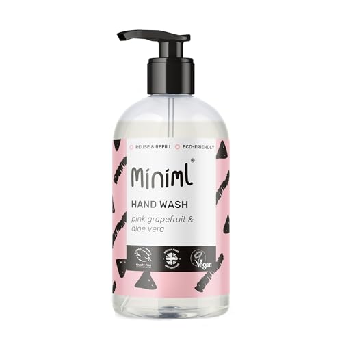 Miniml Hand Soap Wash Liquid 500ml - Pink Grapefruit & Aloe Vera Scented Eco Friendly Hand Washing Liquid for Soft and Sensitive Skin Care - 100% Vegan & Cruelty Free