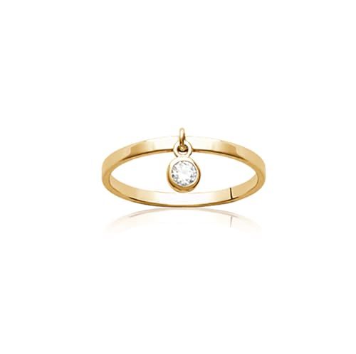 Bague anneau en plaqué or et zirconium pour éviter les bijoux qui ternissent