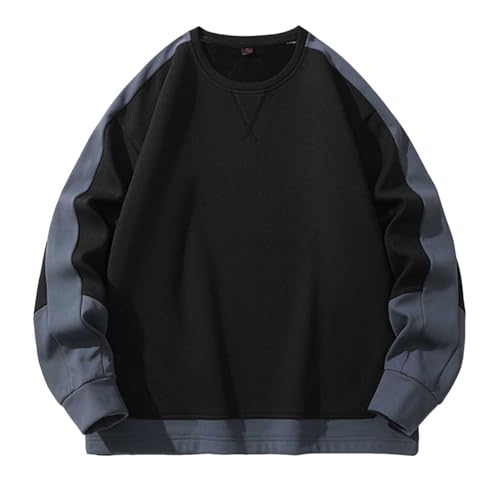 Men's Color Block Casual Pullover Tops, Oversized Loose Comfy Y2K Long Sleeve Sweatshirts Fall Trendy Outfits