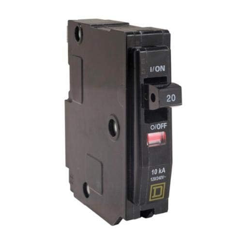 Square D QO120 Miniature Circuit Breaker, 120/240 VAC, 20 A, 10 kA Interrupt, 1 Pole, Thermal Magnetic Trip