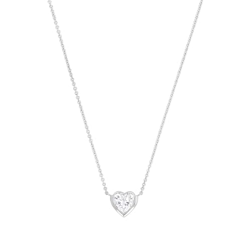 JOOP! Collier 925 Sterling Silber Damen Halsschmuck, mit Zirkonia synth., 42+3 cm, Weiß, Herz, Kommt in Schmuck Geschenk Box, 2039689
