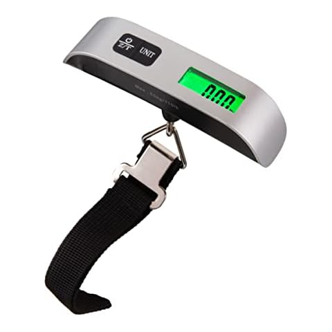 Hyindoor Luggage Scale Portable Suitcase Scale Digital Hanging Scales 110 lb/ 50KG Travel Scale with Tare Function Silver Cover