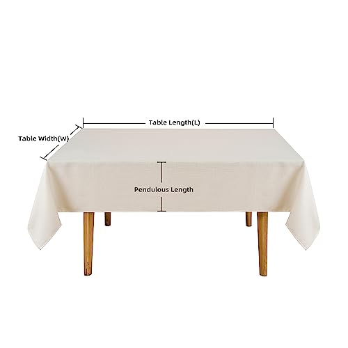 Eachope Burlap Texture Rectangle Table Cloths, 100% Recycled Fabric Farmhouse Tablecloths Washable Faux Linen Tablecloth For Dining Table, Buffet Parties And Camping, 52 X 70 Inch, Beige/Cream #TOP6