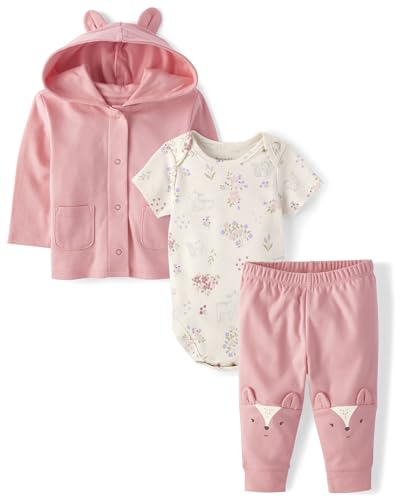Image of The Children's Place Unisex Baby And Newborn 3 Piece Set, Long Sleeve Jacket,short Sleeve Bodysuit, and Pant