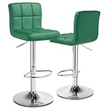 Magshion Bar Stools Set of 2, PU Leather Counter Height Barstools Armless Adjustable Swivel Bar Chairs with High Back for Kitchen, Teal Green