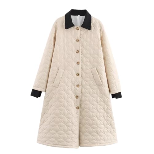 Fulbant 2024 Autumn/Winter Women'S Lapel Patchwork Argyle Quilted Jacket Button Single Breasted Coat - Main Image