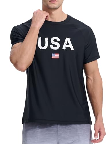Image of Men's Swim Shirts Rash Guard UPF 50+ UV Sun Protection T-Shirt Quick Dry Fishing Beach T Shirts