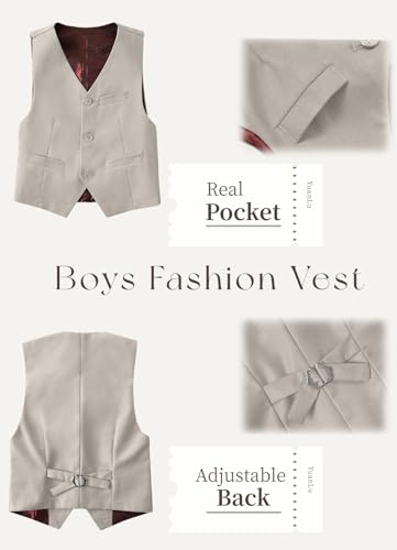 Image of YuanLu Boys Suit Homecoming Dresses for Kids Ring Bearer Outfit Suits Tuxedo Formal Vest and Pants Suit Set