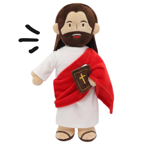 Image of Yelakey Jesus Plush Speaks 20 of Bible Verses and 3 of Bible Music Jesus Stuffed Doll to Teach Suitable for Church Sunday School Religious Easter (RED)