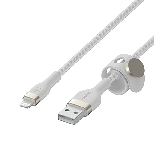 Belkin BoostCharge Pro Flex Braided USB A to Lightning Cable 2M/6.6FT - MFi Certified 20W Power Delivery iPhone Charger Cord - Apple Charger USB A Cable - Fast Charging - iPhone 14, iPhone 13 - White - image 4