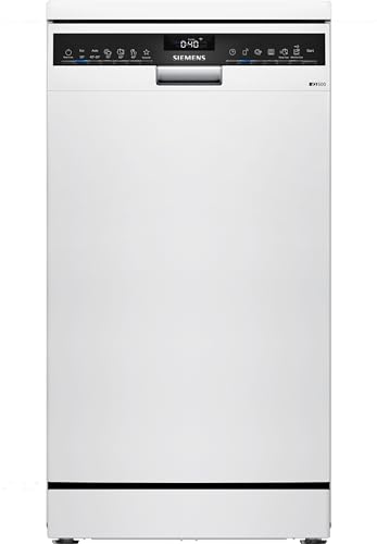 Siemens SR25ZW10ME, iQ500 Smarter Geschirrspüler Freistehend, 45 cm breit, Weiß, Besteckkorb, Zeolith Trocknung, extra leise dank iQdrive...