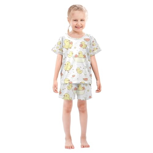 senya Washing Yellow Duck Watermelon Summer Pajamas Set Short Cotton Sleepwear 2 Piece3